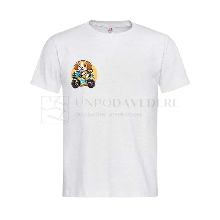 T-Shirt Bianca in Cotone con Design Sportivo Beagle